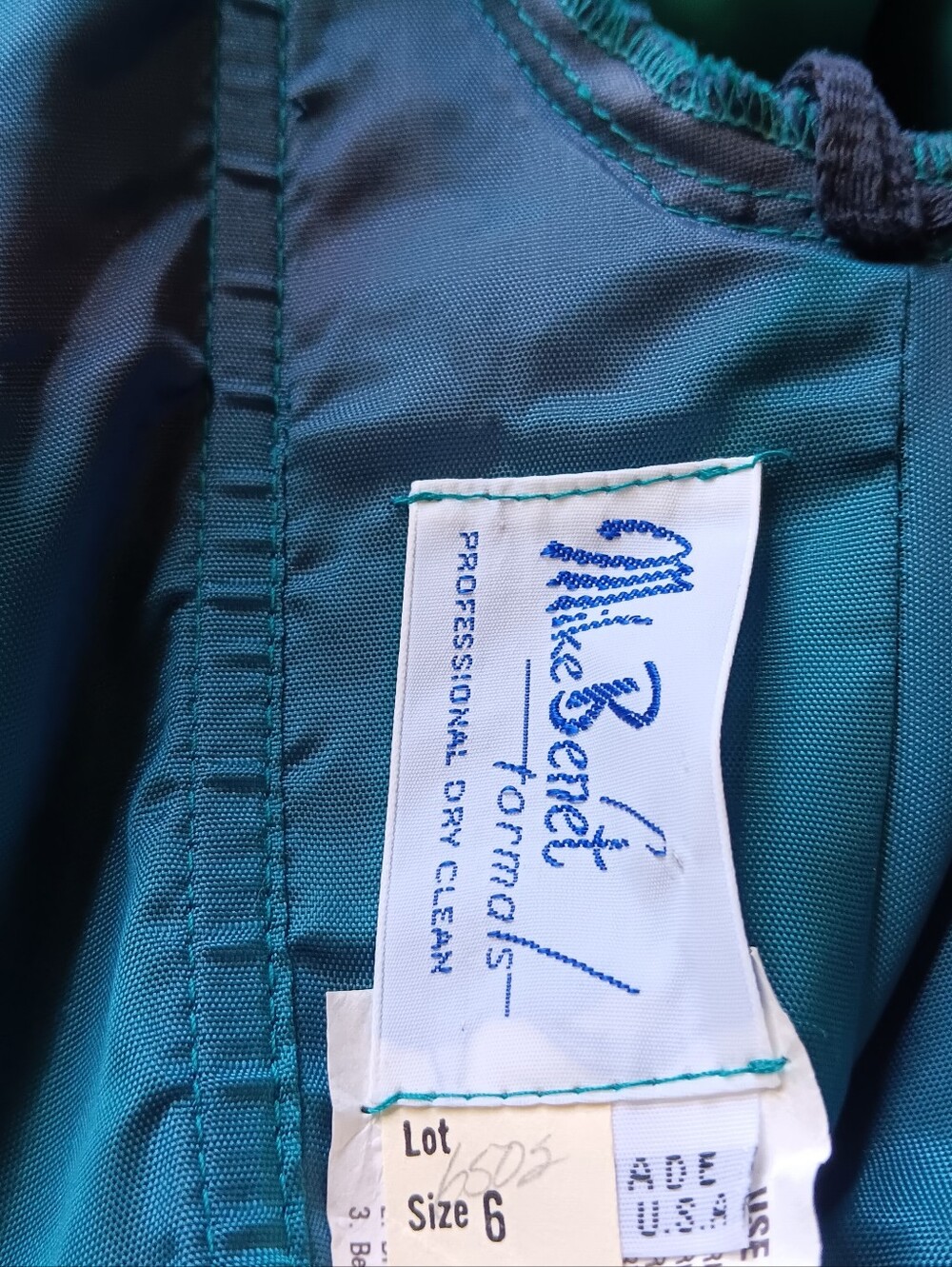 True Vintage Mike Benet Teal Full Sequin Beaded Formal Evening Gown USA, Size 6 - Picture 4 of 16